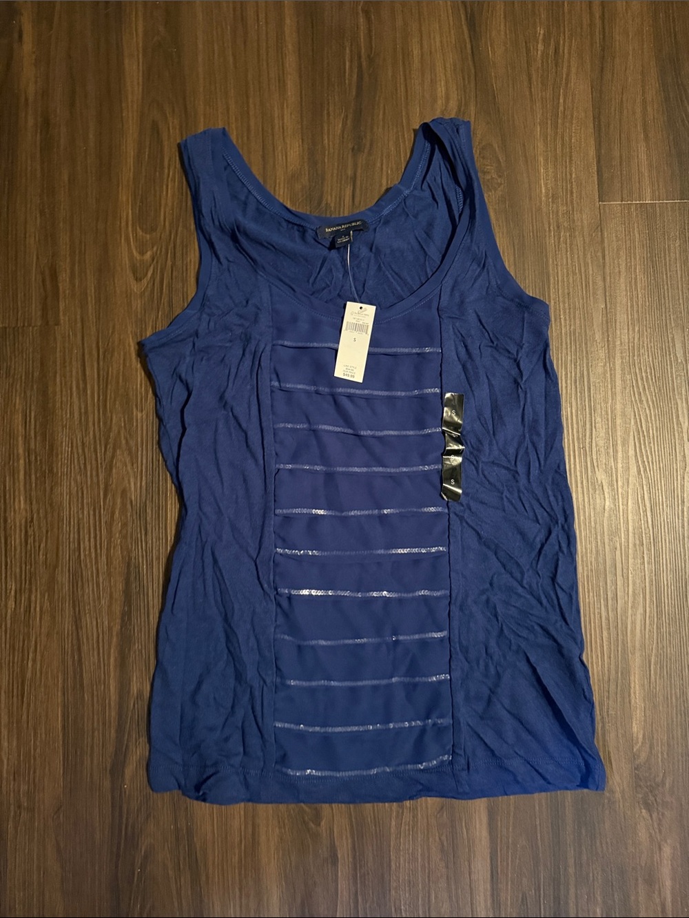 Banana Republic Royal Blue Sequin Stripe Tank Top
